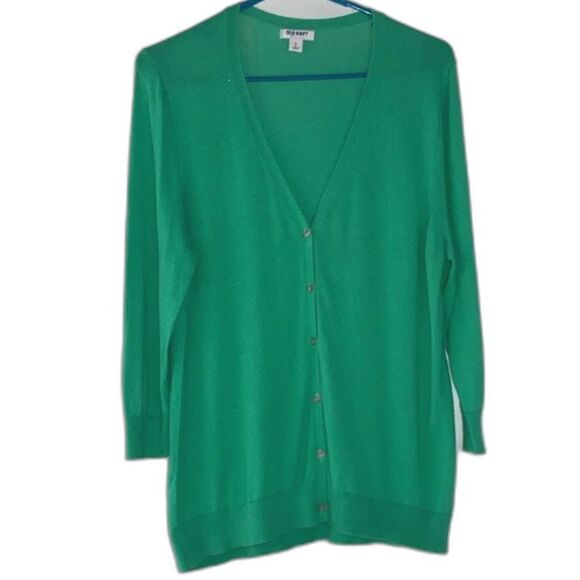 OLD NAVY Button Down V Neck Cardigan Long Sleeve Green Sweater Womens Large - Picture 3 of 6